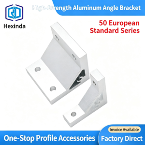 High-Strength Gusseted Aluminum Angle Bracket – 50 European Standard Series, Triangular Reinforcement with T-Slot for Aluminum Profile Frames