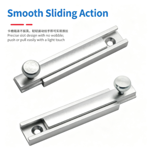 Portable Aluminum Alloy Slide Bolt Door Latch – Smooth-Operating Barrel Latch with Knob for Doors, Cabinets and Gates