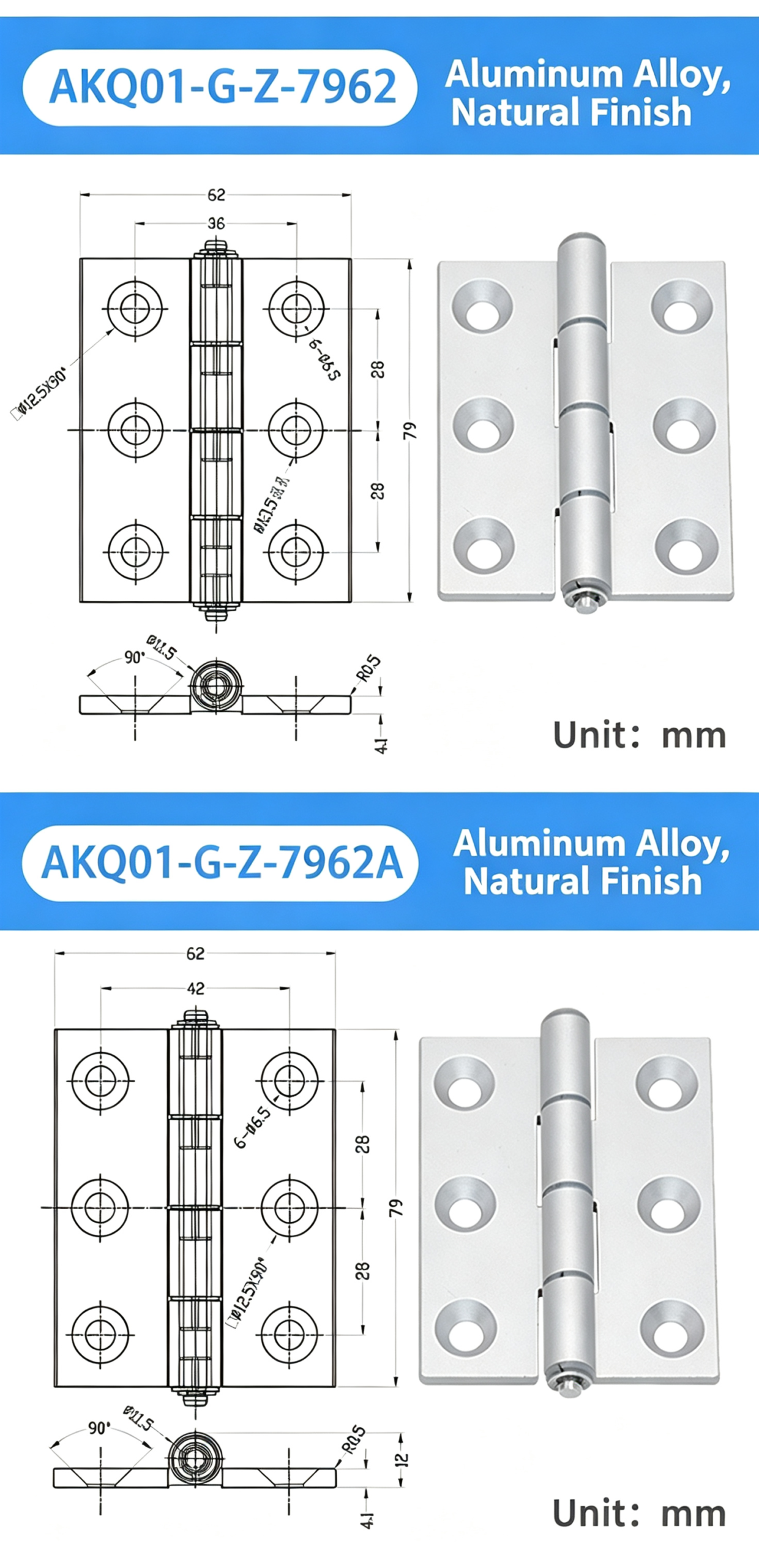 One-Piece Torque Butterfly Hinge – Constant-Torque Positioning Hinge, Polished Finish, Holds at Any Angle for Equipment and Instrument Covers - Image 8