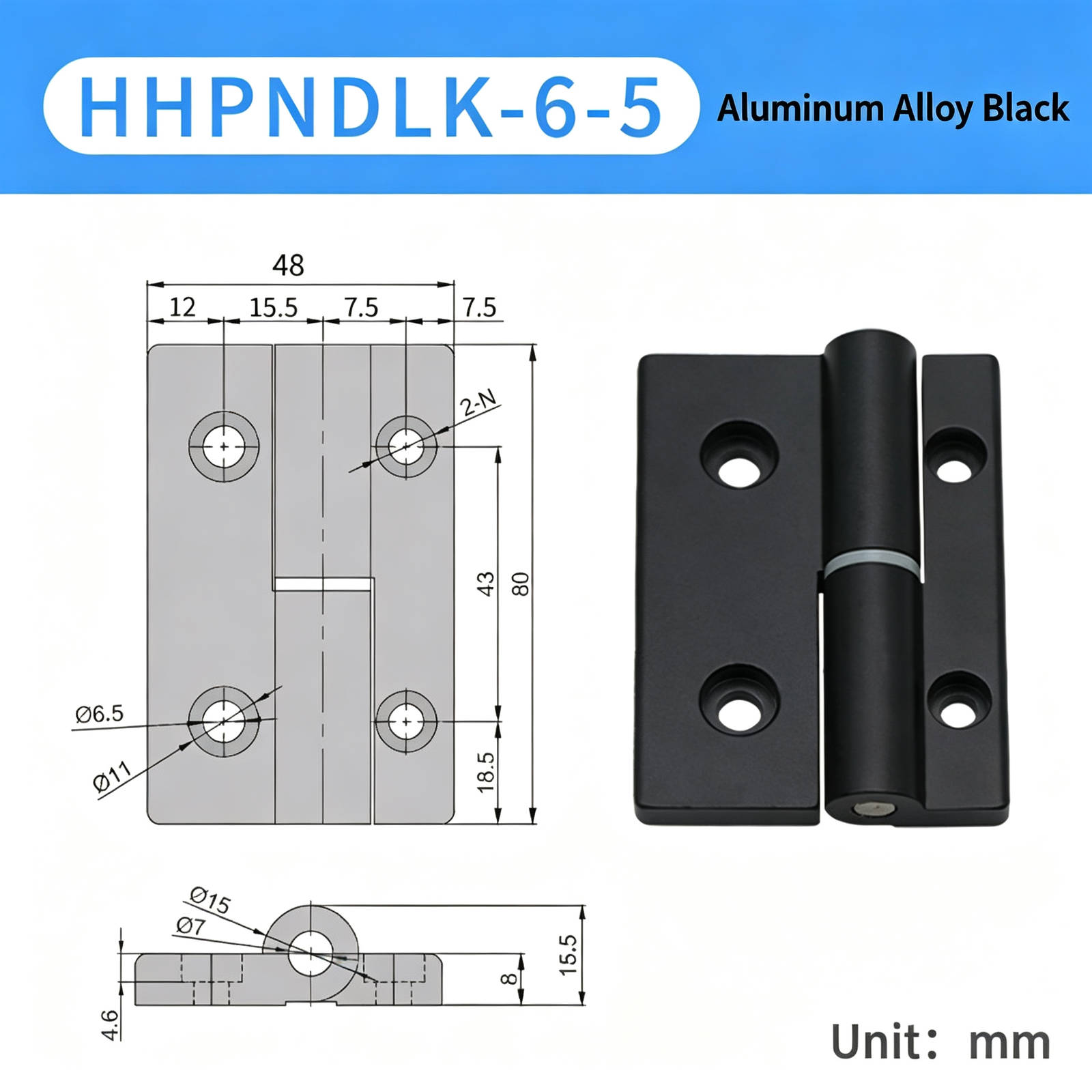 Plug-in Aluminum Alloy Hinge – Black Compact Thickened Design, Detachable Lift-Off, Silent Opening and Closing for Industrial Cabinets - Image 16