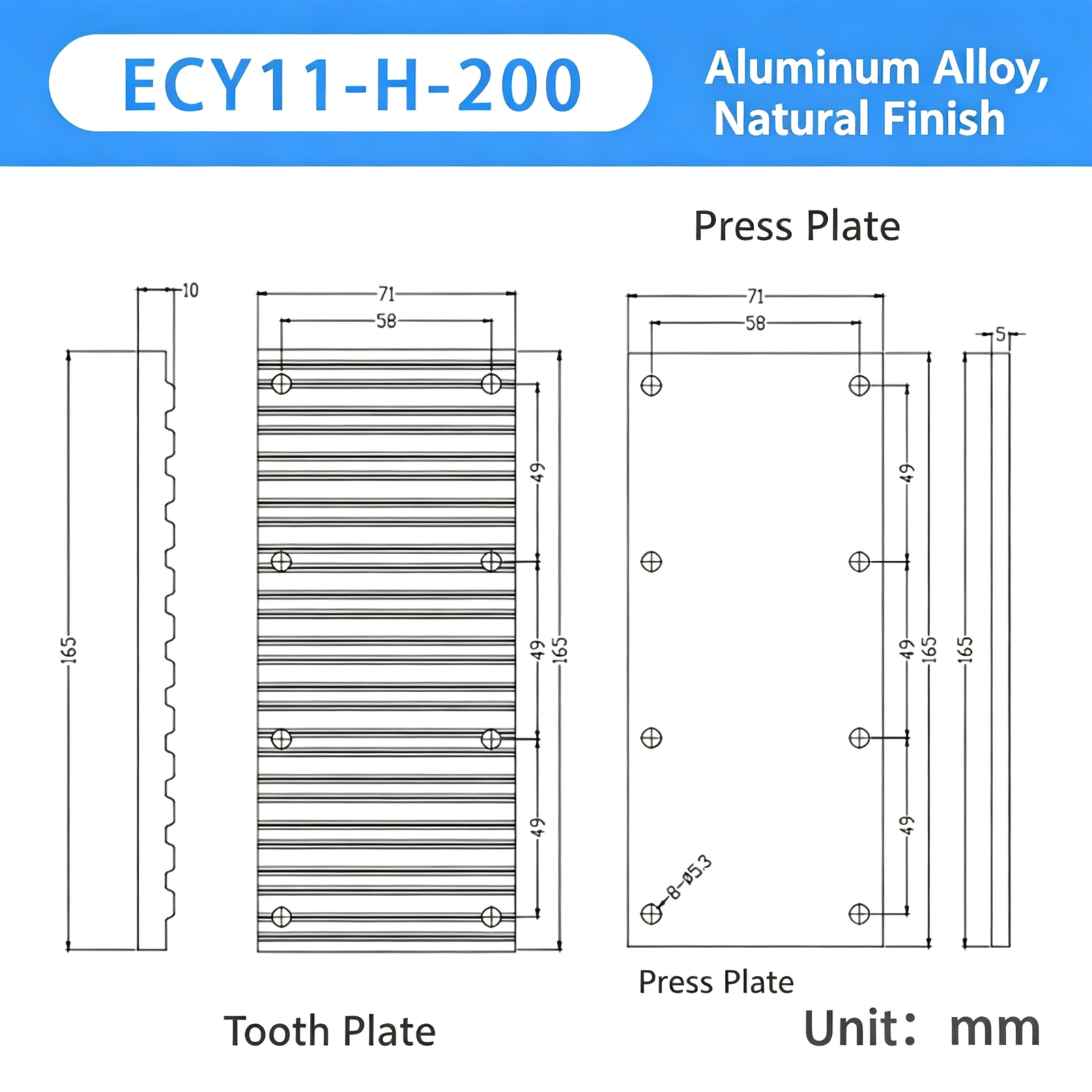 Aluminum Alloy Timing Belt Tooth Plate / Press Plate – Toothed Clamping Plate for Securing Timing Belts in Automation and Linear Motion Systems - Image 6