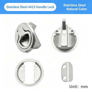 Stainless Steel Flush-Mount Pull Lock – Recessed Pull Ring Latch with Rotating Cam for Hatches, Compartments and Equipment Access Panels