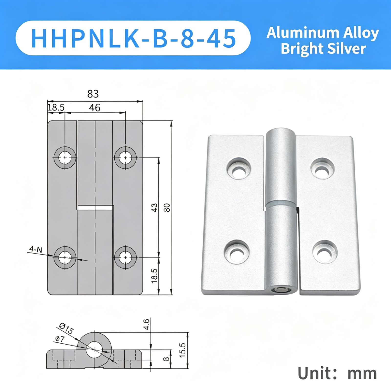 Plug-in Aluminum Alloy Hinge – Black Compact Thickened Design, Detachable Lift-Off, Silent Opening and Closing for Industrial Cabinets - Image 24