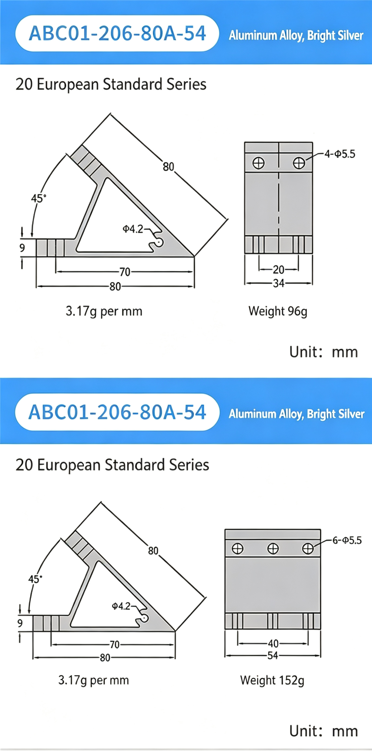 High-Strength Gusseted Aluminum Angle Bracket – 20 European Standard Series, Triangular Reinforcement with T-Slot for Aluminum Profile Frames - Image 5