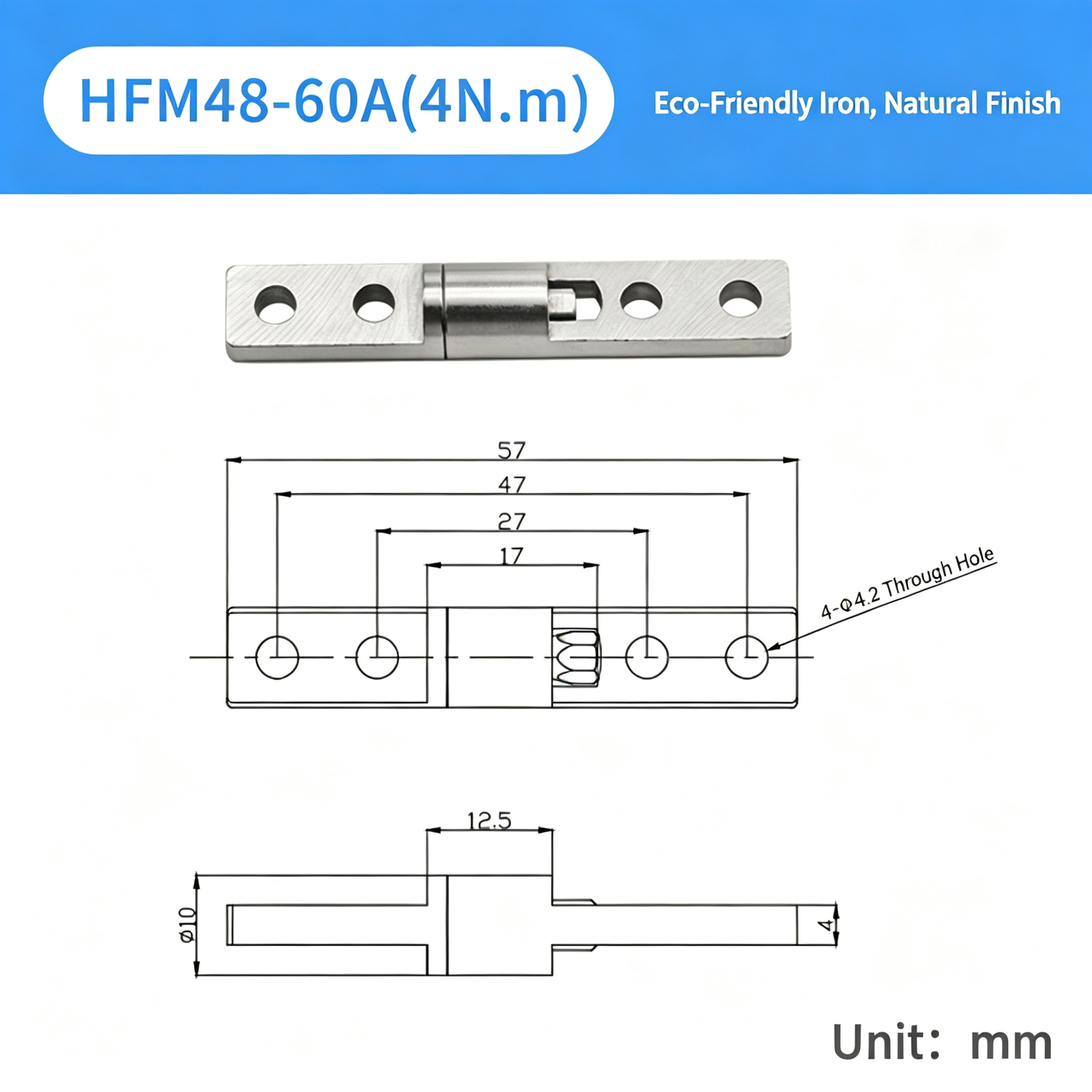 One-Piece Torque Butterfly Hinge – Constant-Torque Positioning Hinge, Polished Finish, Holds at Any Angle for Equipment and Instrument Covers - Image 17