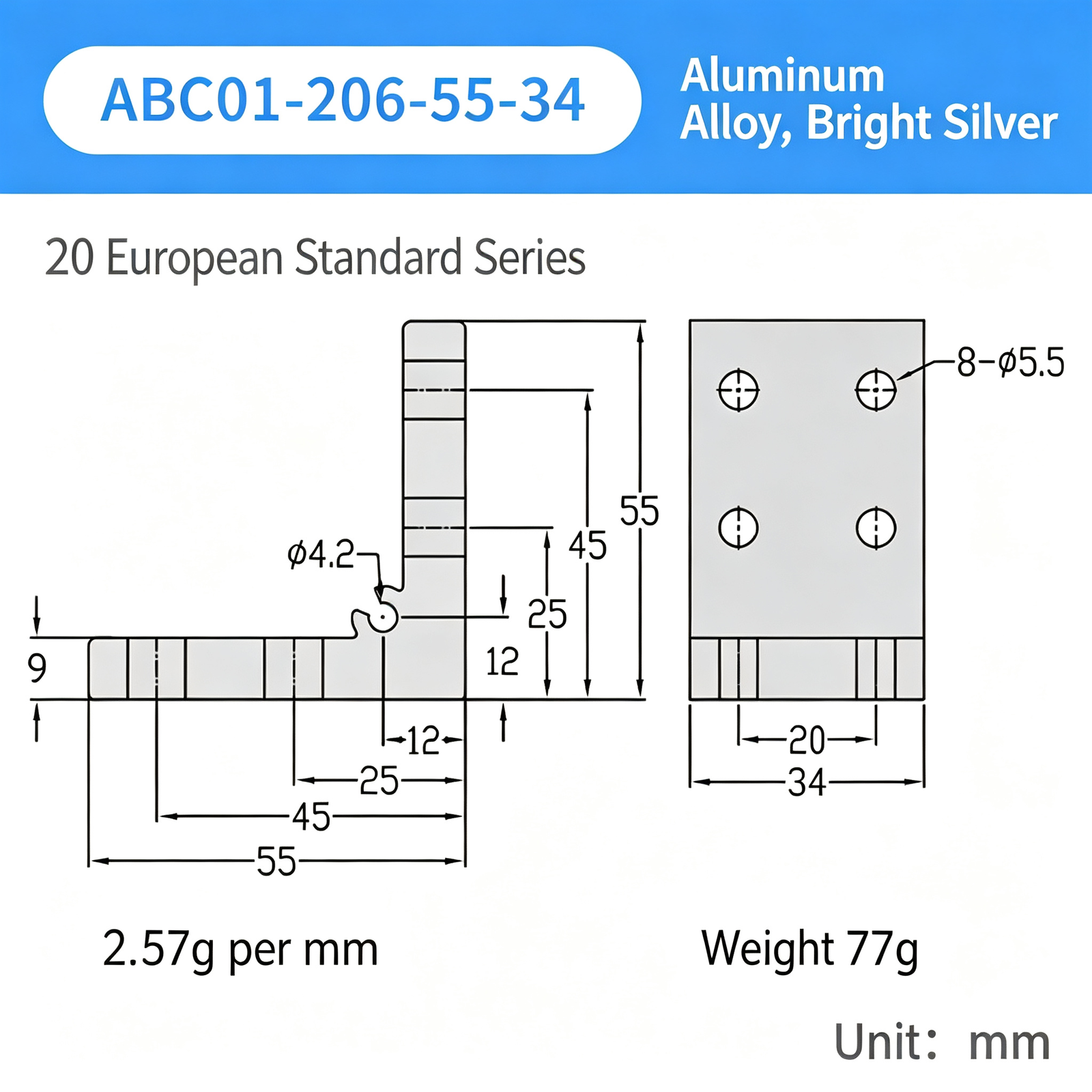 High-Strength Gusseted Aluminum Angle Bracket – 20 European Standard Series, Triangular Reinforcement with T-Slot for Aluminum Profile Frames - Image 37