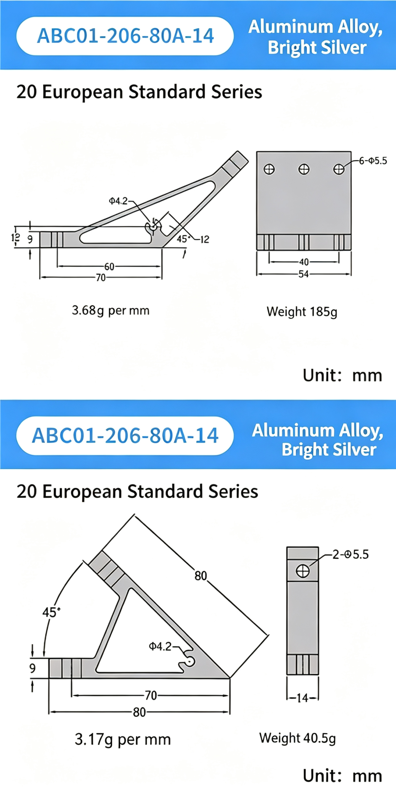 High-Strength Gusseted Aluminum Angle Bracket – 20 European Standard Series, Triangular Reinforcement with T-Slot for Aluminum Profile Frames - Image 4