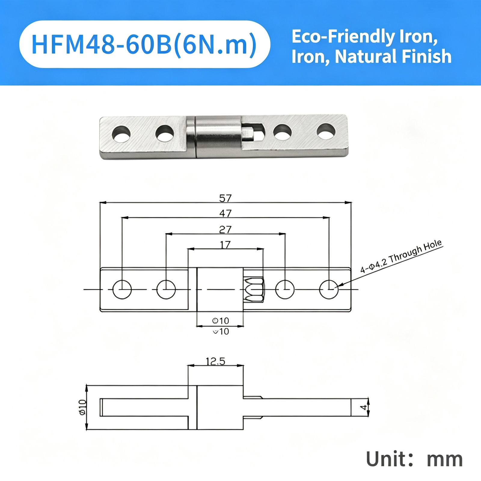 One-Piece Torque Butterfly Hinge – Constant-Torque Positioning Hinge, Polished Finish, Holds at Any Angle for Equipment and Instrument Covers - Image 16