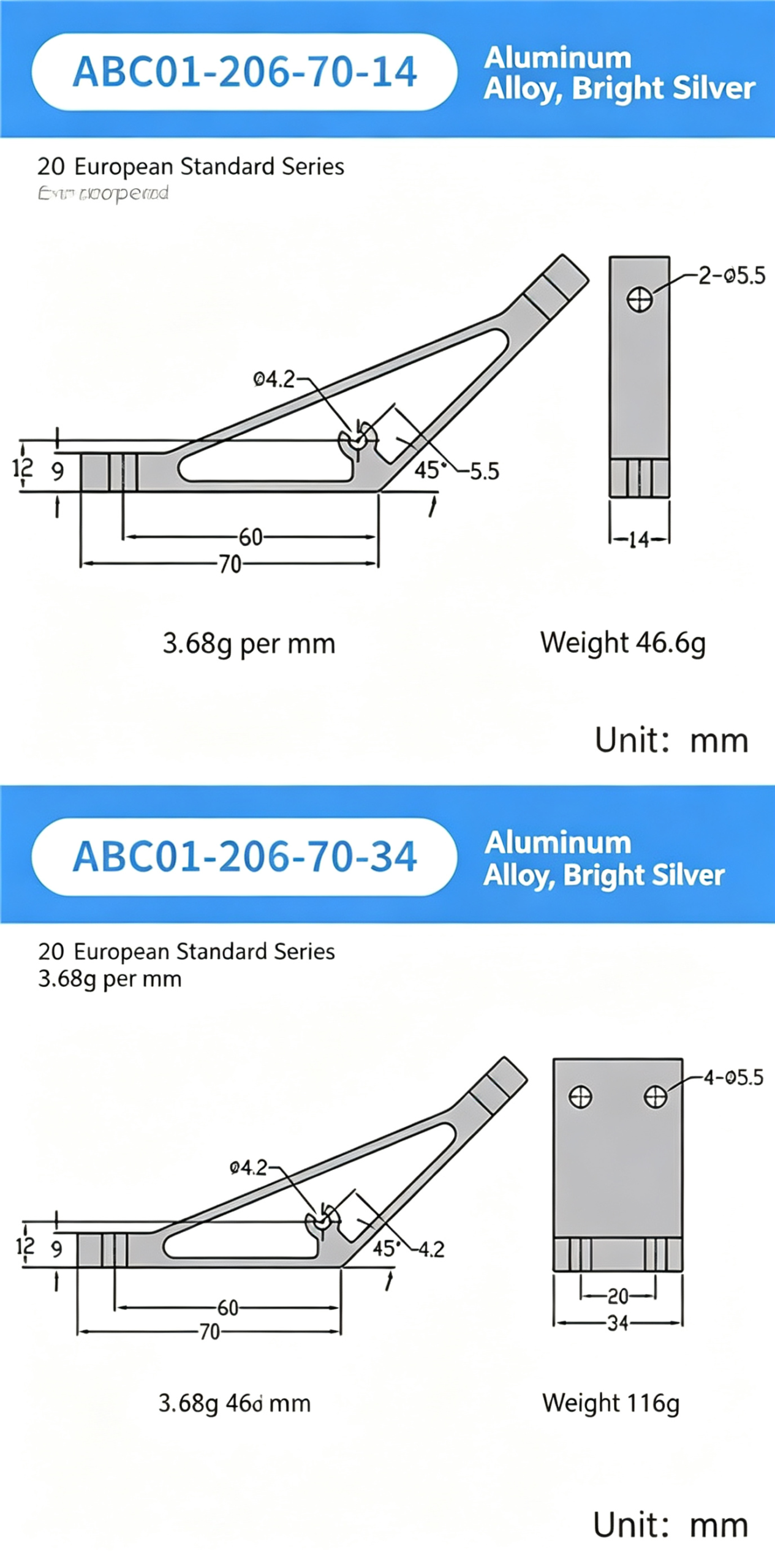 High-Strength Gusseted Aluminum Angle Bracket – 20 European Standard Series, Triangular Reinforcement with T-Slot for Aluminum Profile Frames - Image 3