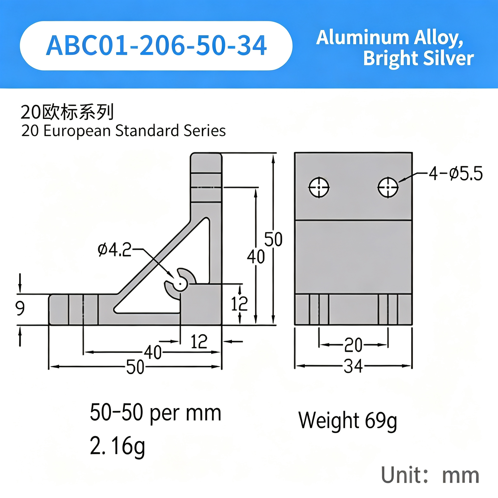 High-Strength Gusseted Aluminum Angle Bracket – 20 European Standard Series, Triangular Reinforcement with T-Slot for Aluminum Profile Frames - Image 34