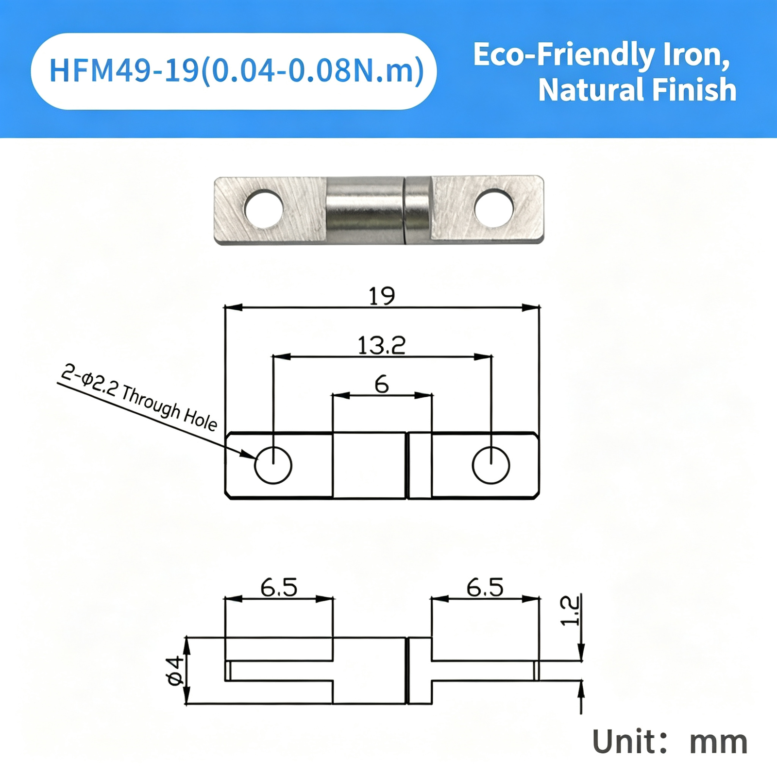 One-Piece Torque Butterfly Hinge – Constant-Torque Positioning Hinge, Polished Finish, Holds at Any Angle for Equipment and Instrument Covers - Image 12