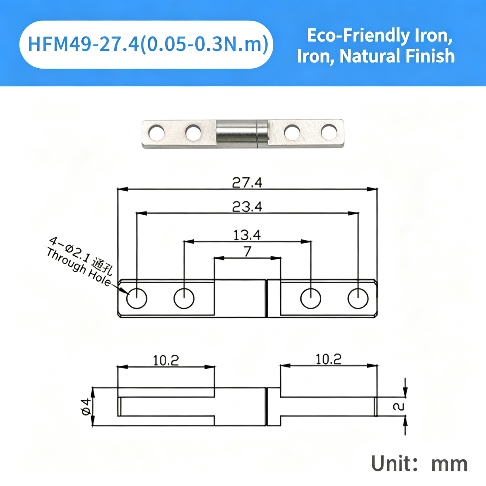 One-Piece Torque Butterfly Hinge – Constant-Torque Positioning Hinge, Polished Finish, Holds at Any Angle for Equipment and Instrument Covers - Image 10