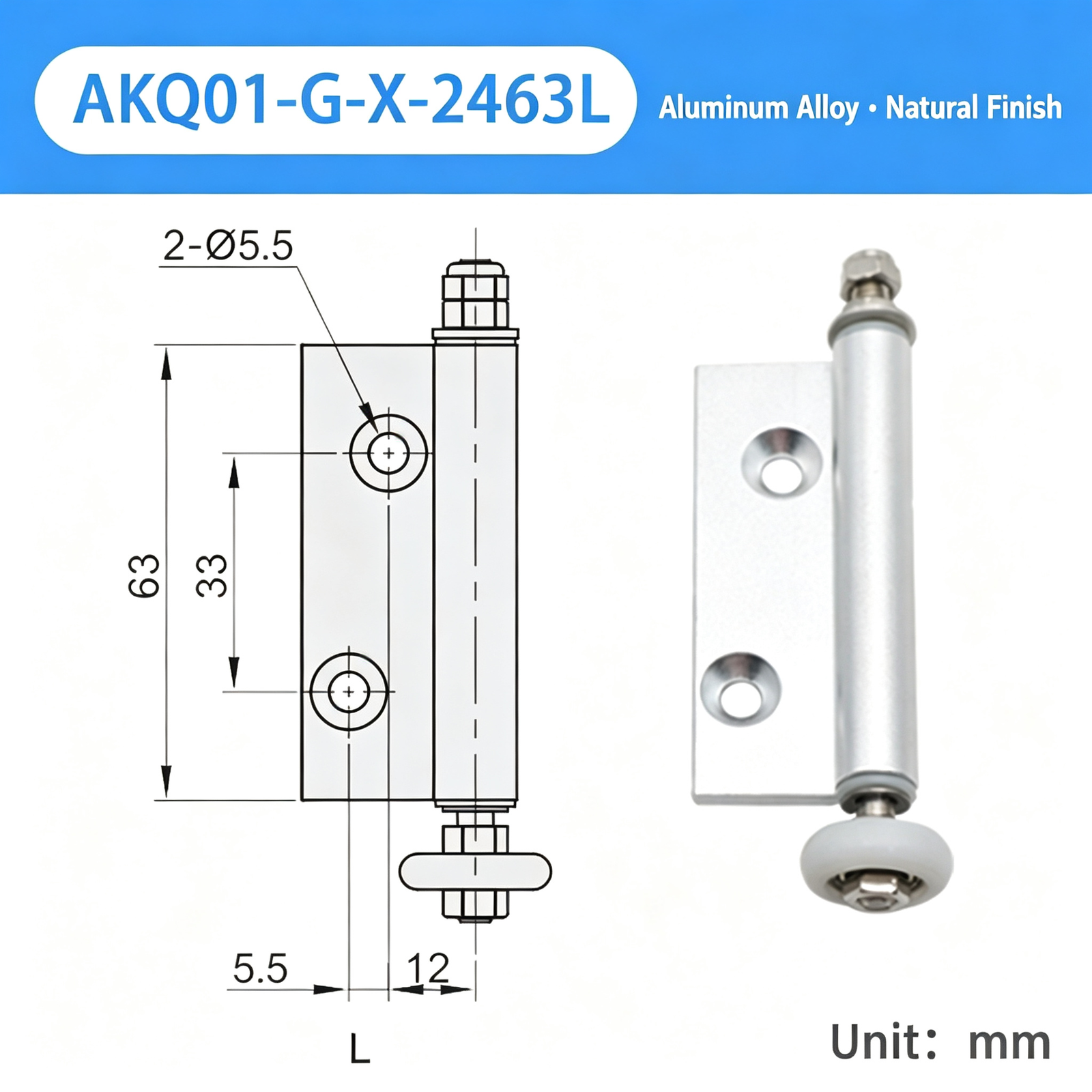 Single-Page Hanging Wheel Hinge – Aluminum Alloy with Nylon Rollers and Height-Adjustable Stud for Industrial Sliding Cabinet Doors - Image 9