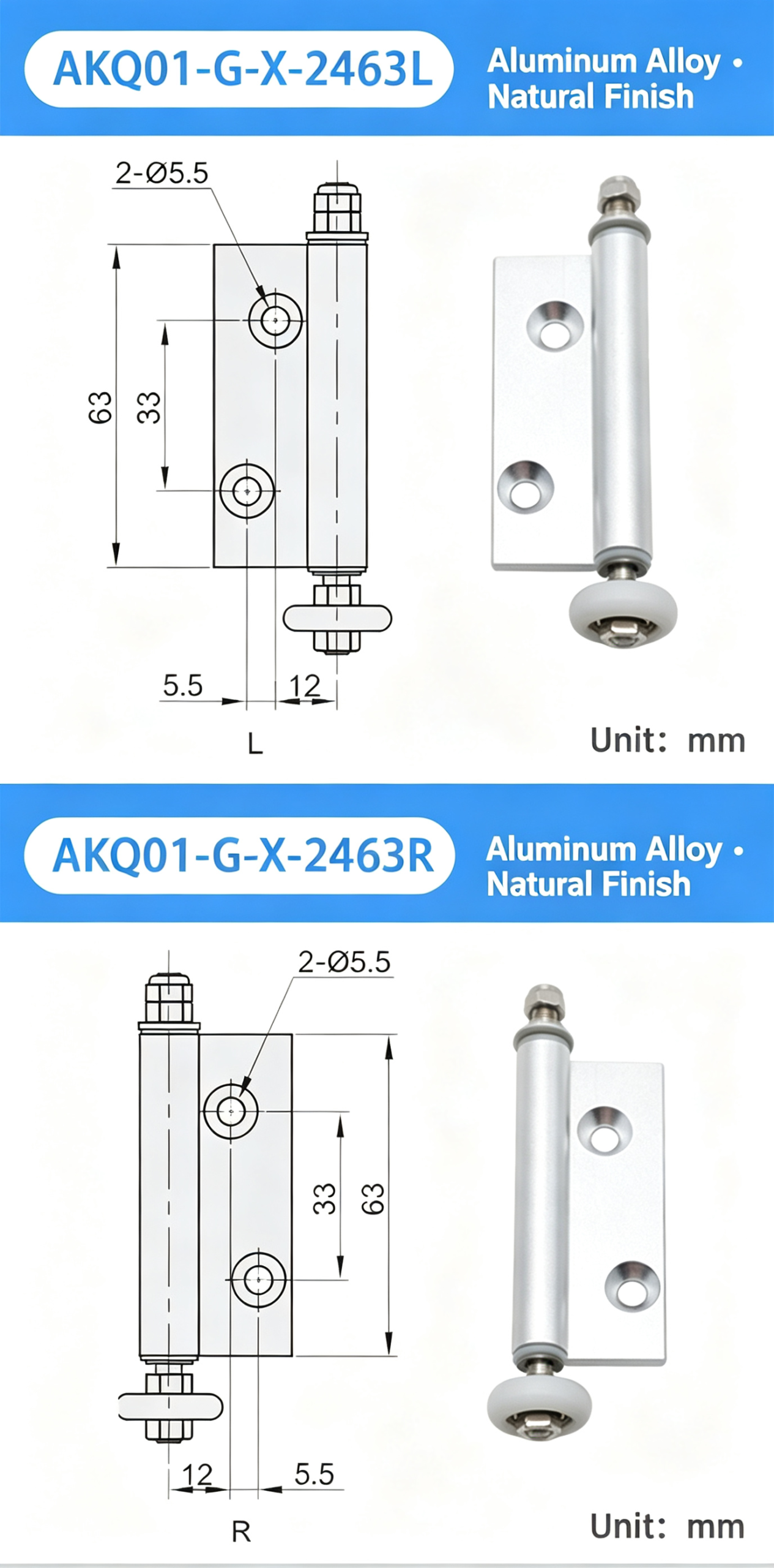 Single-Page Hanging Wheel Hinge – Aluminum Alloy with Nylon Rollers and Height-Adjustable Stud for Industrial Sliding Cabinet Doors - Image 5