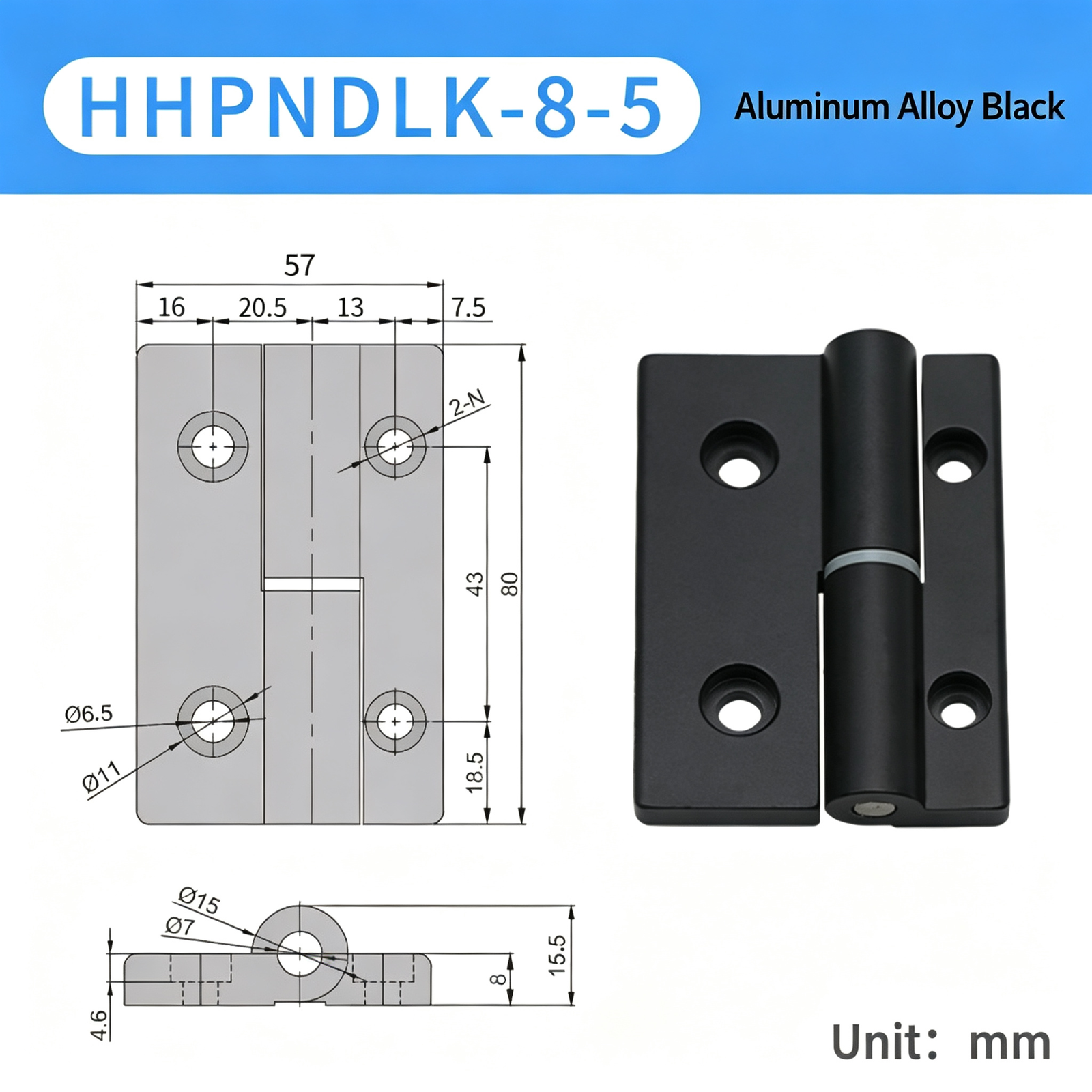 Plug-in Aluminum Alloy Hinge – Black Compact Thickened Design, Detachable Lift-Off, Silent Opening and Closing for Industrial Cabinets - Image 15