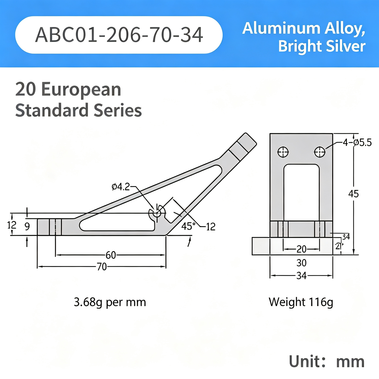 High-Strength Gusseted Aluminum Angle Bracket – 20 European Standard Series, Triangular Reinforcement with T-Slot for Aluminum Profile Frames - Image 20
