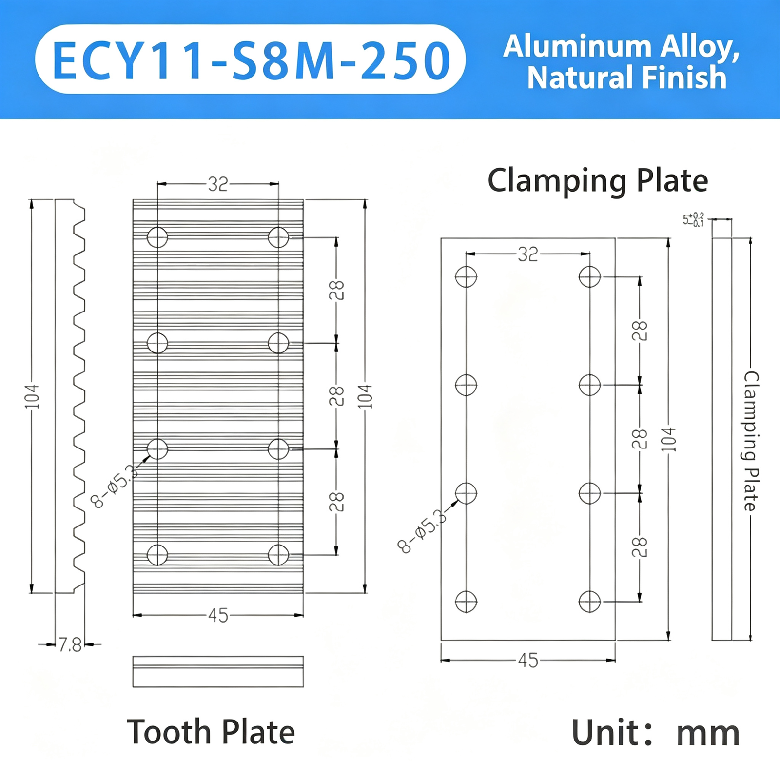 Aluminum Alloy Timing Belt Tooth Plate / Press Plate – Toothed Clamping Plate for Securing Timing Belts in Automation and Linear Motion Systems - Image 24