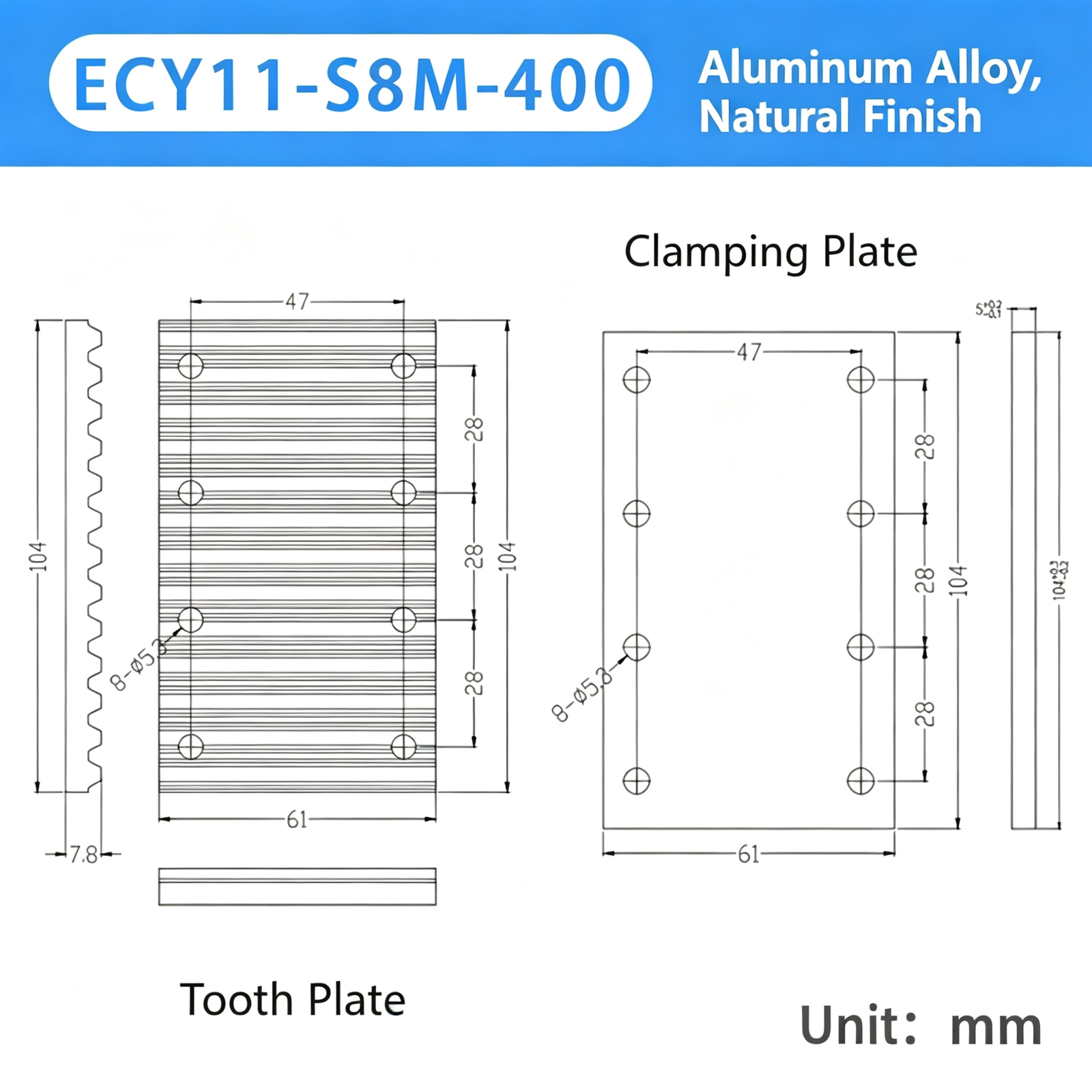 Aluminum Alloy Timing Belt Tooth Plate / Press Plate – Toothed Clamping Plate for Securing Timing Belts in Automation and Linear Motion Systems - Image 26