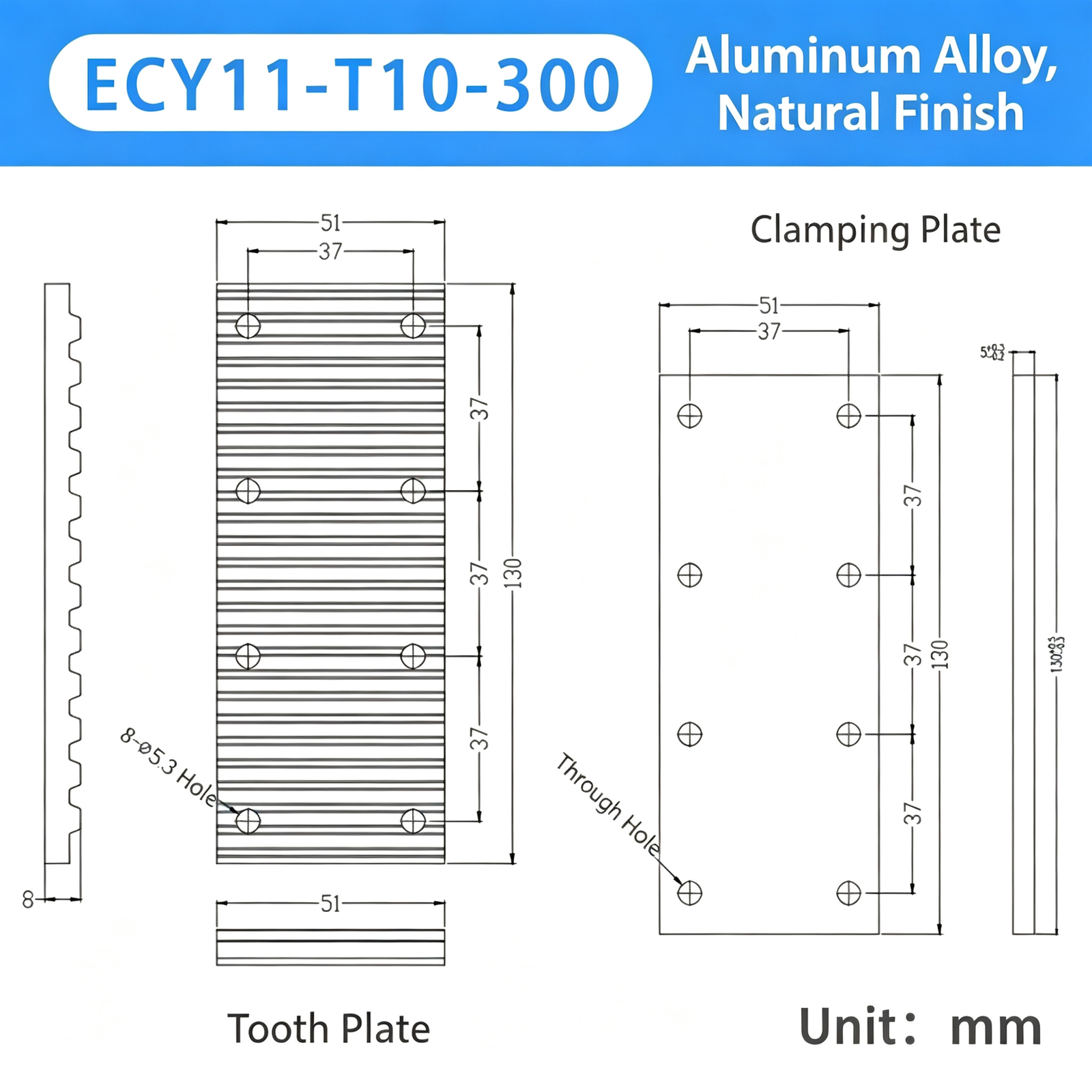 Aluminum Alloy Timing Belt Tooth Plate / Press Plate – Toothed Clamping Plate for Securing Timing Belts in Automation and Linear Motion Systems - Image 34