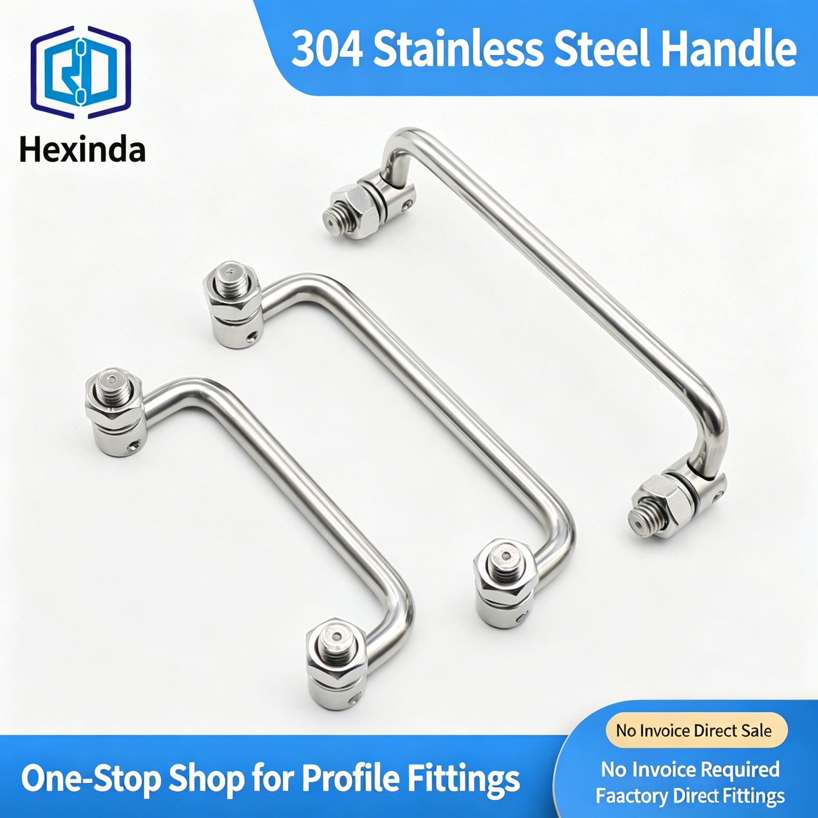 304 Stainless Steel Folding U-Handle with Swivel Mounts – Rotatable Pull Handle for Industrial Cabinets, Equipment Doors and Machinery