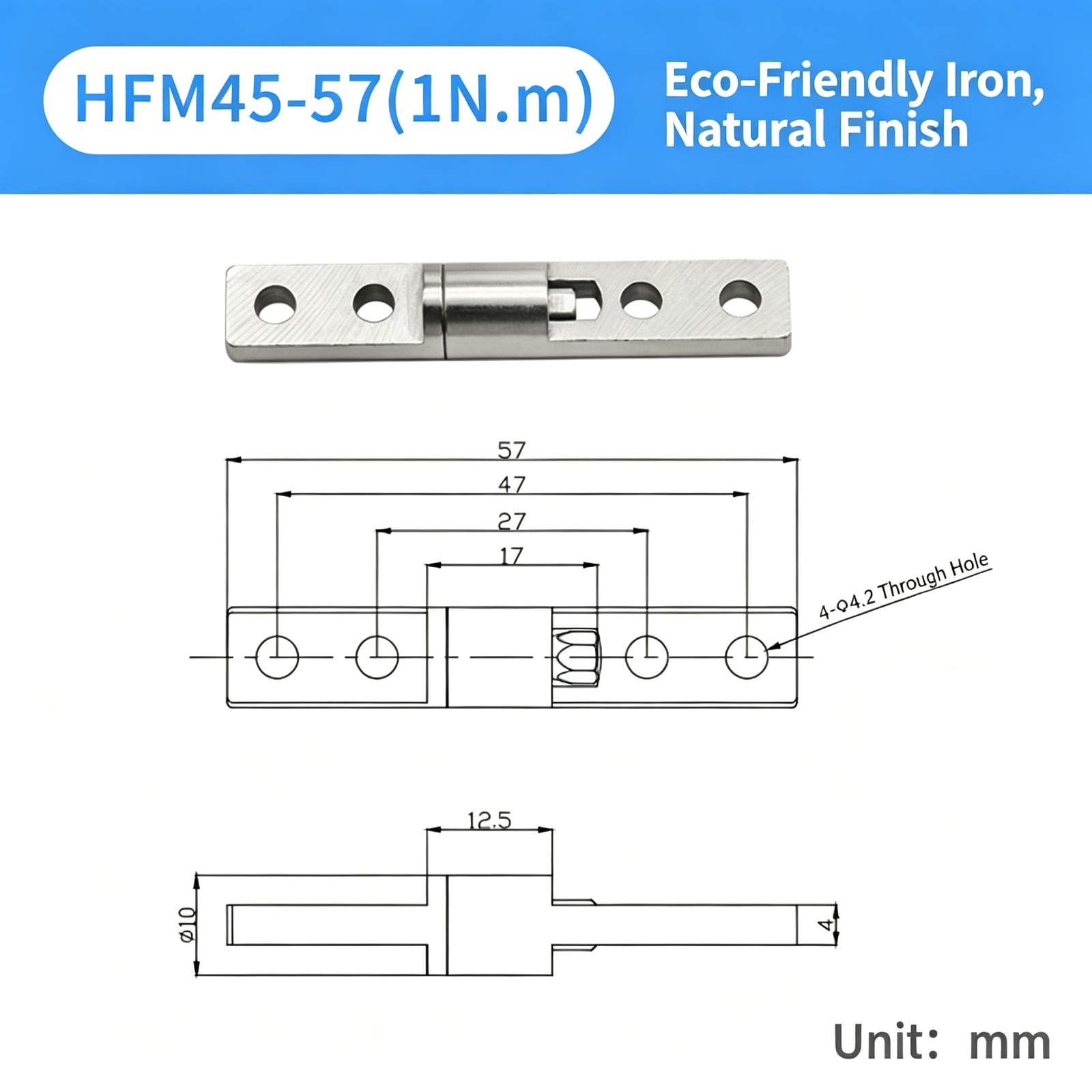 One-Piece Torque Butterfly Hinge – Constant-Torque Positioning Hinge, Polished Finish, Holds at Any Angle for Equipment and Instrument Covers - Image 24