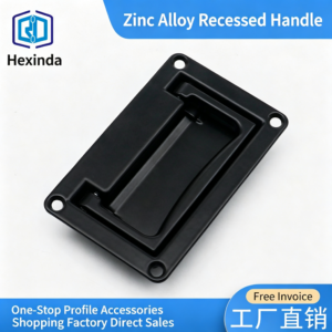 Zinc Alloy Flush-Mount Recessed Handle with Pull-Out D-Ring – Black Concealed Handle for Industrial Equipment, Toolboxes and Access Panels