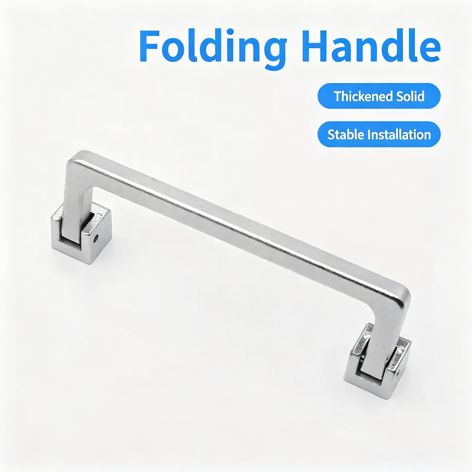 Zinc Alloy Folding U-Handle with Swivel Square Mounts – Satin Chrome Rotatable Pull Handle for Industrial Cabinets and Equipment Doors - Image 4