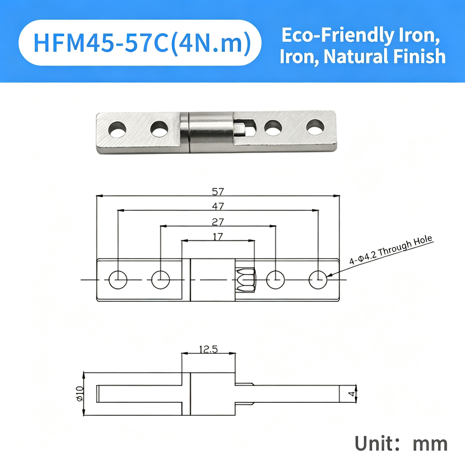 One-Piece Torque Butterfly Hinge – Constant-Torque Positioning Hinge, Polished Finish, Holds at Any Angle for Equipment and Instrument Covers - Image 21