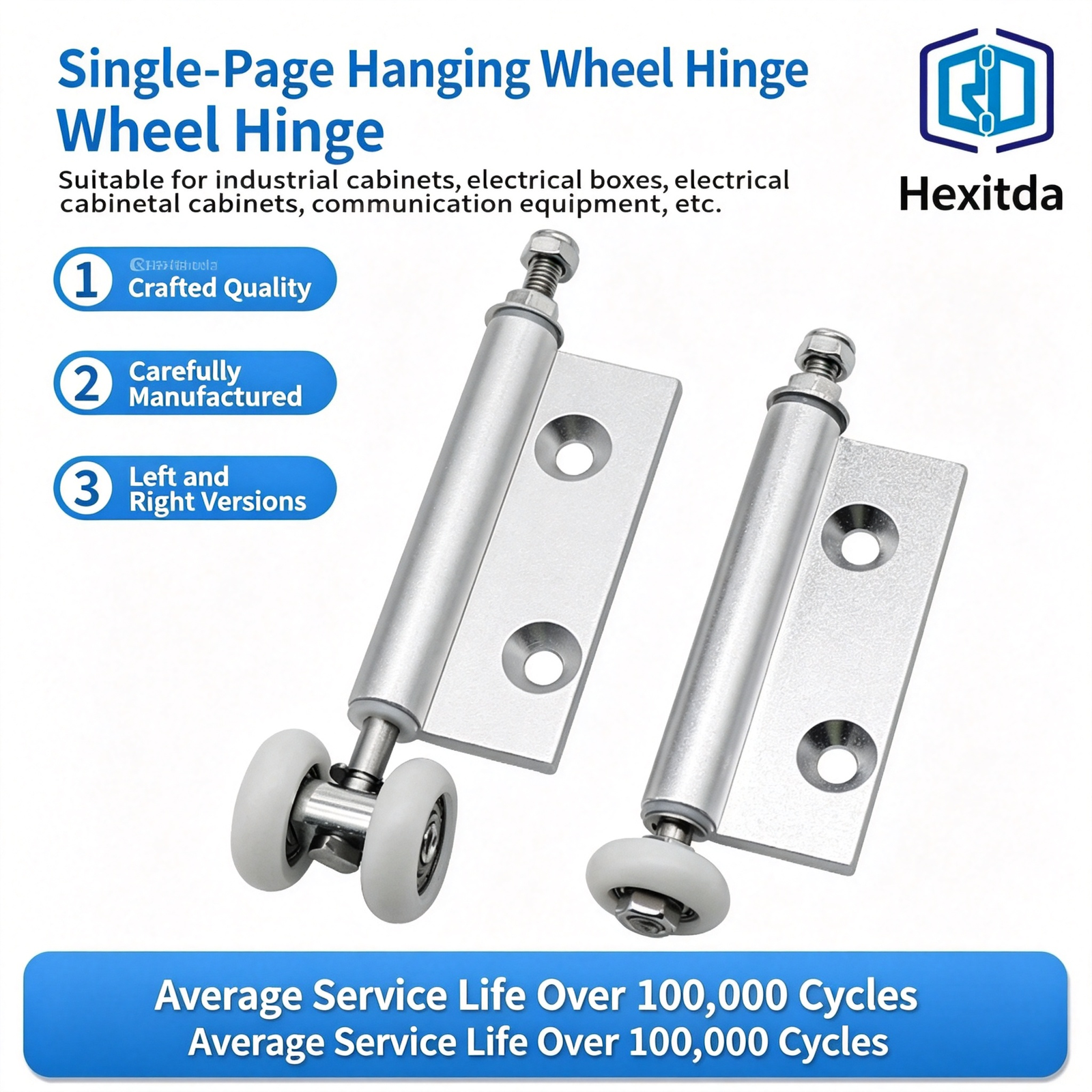 Single-Page Hanging Wheel Hinge – Aluminum Alloy with Nylon Rollers and Height-Adjustable Stud for Industrial Sliding Cabinet Doors - Image 11