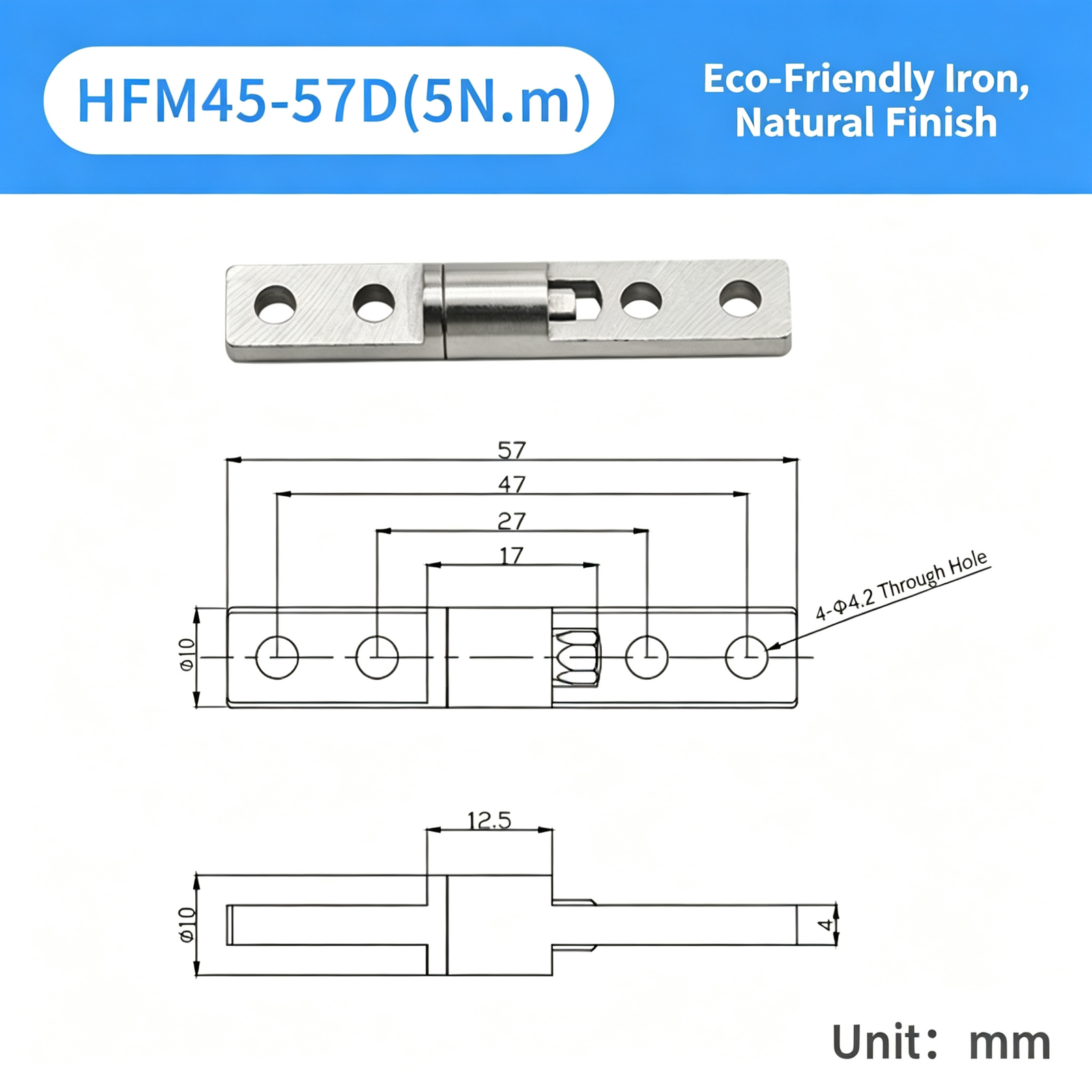 One-Piece Torque Butterfly Hinge – Constant-Torque Positioning Hinge, Polished Finish, Holds at Any Angle for Equipment and Instrument Covers - Image 20
